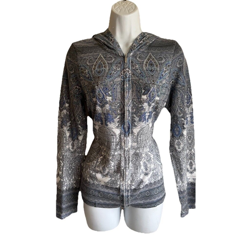 Y2K Women’s Medium Fairy Whimsigoth Boho Embellished Zip Hooded Rhinestones VTG